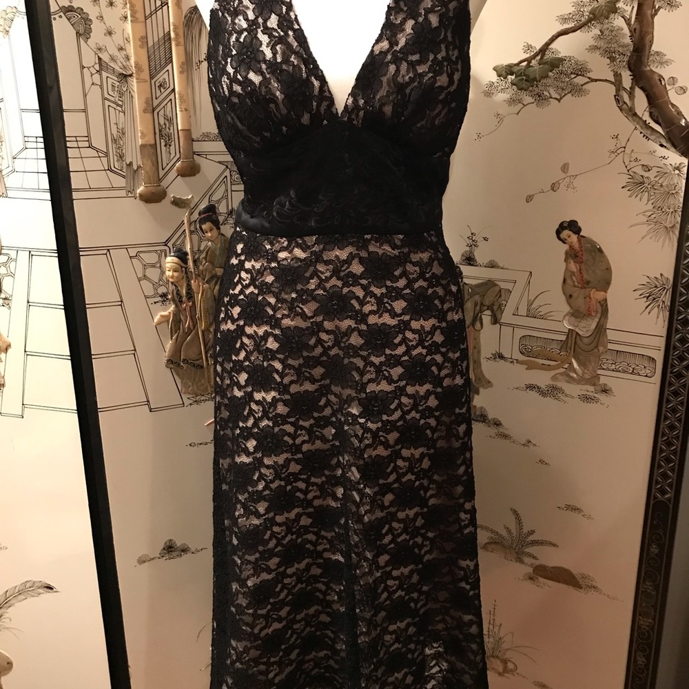 Black lace halter dress